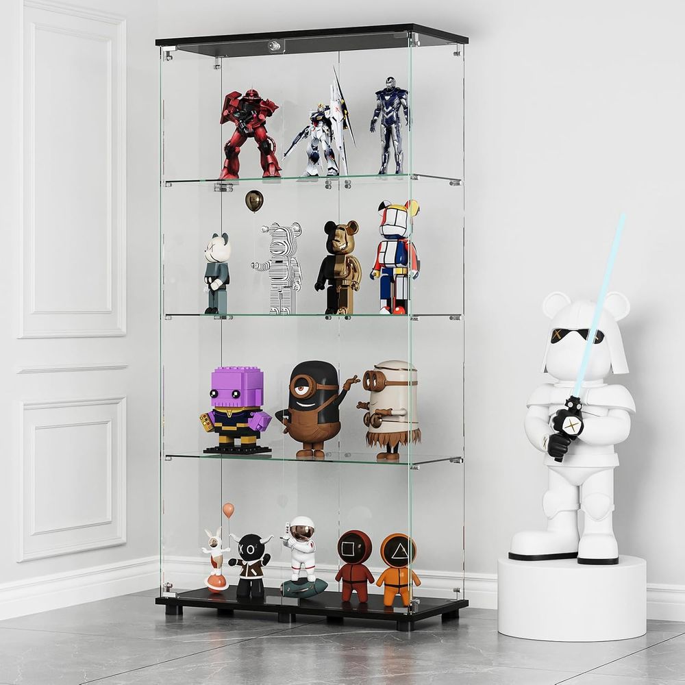 Glass Cabinet Display - Vitrine en verre avec 4 étagères,