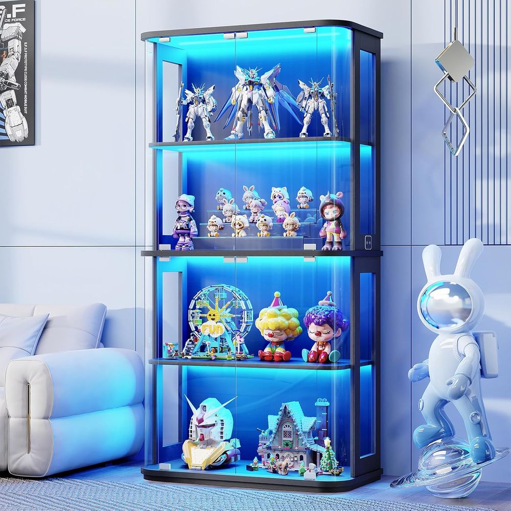 Glass Cabinet Display - Vitrine arrondie avec porte en verre,