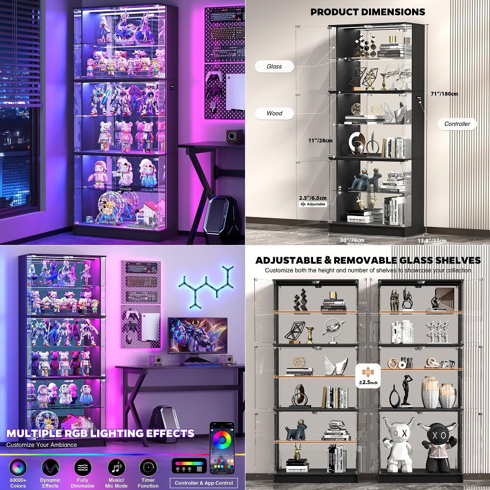 Glass Cabinet Display - Vitrine avec portes en verre, 6