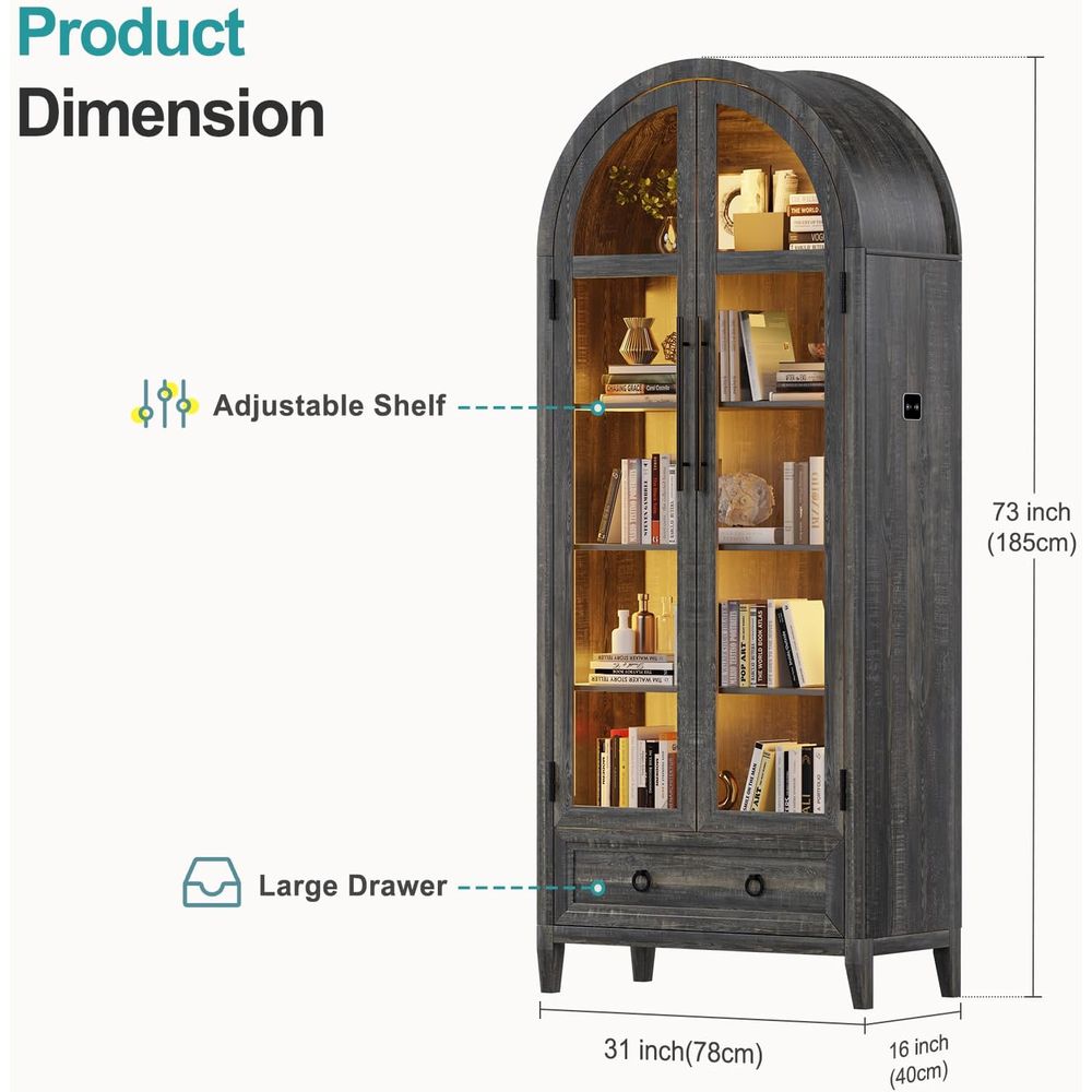 Vitrine en verre cintrée 73 av - Glass Cabinet Display avis et prix