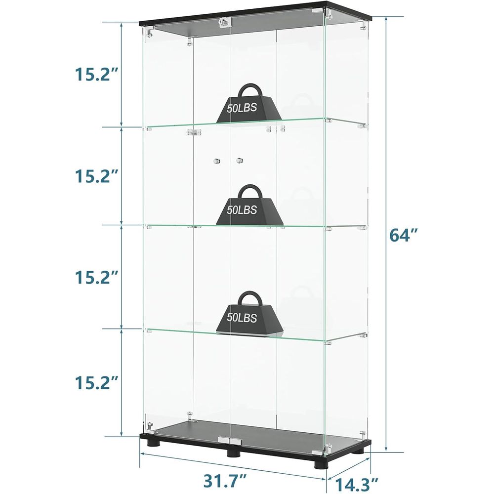 Vitrine en verre avec 4 étagèr - Glass Cabinet Display avis et prix