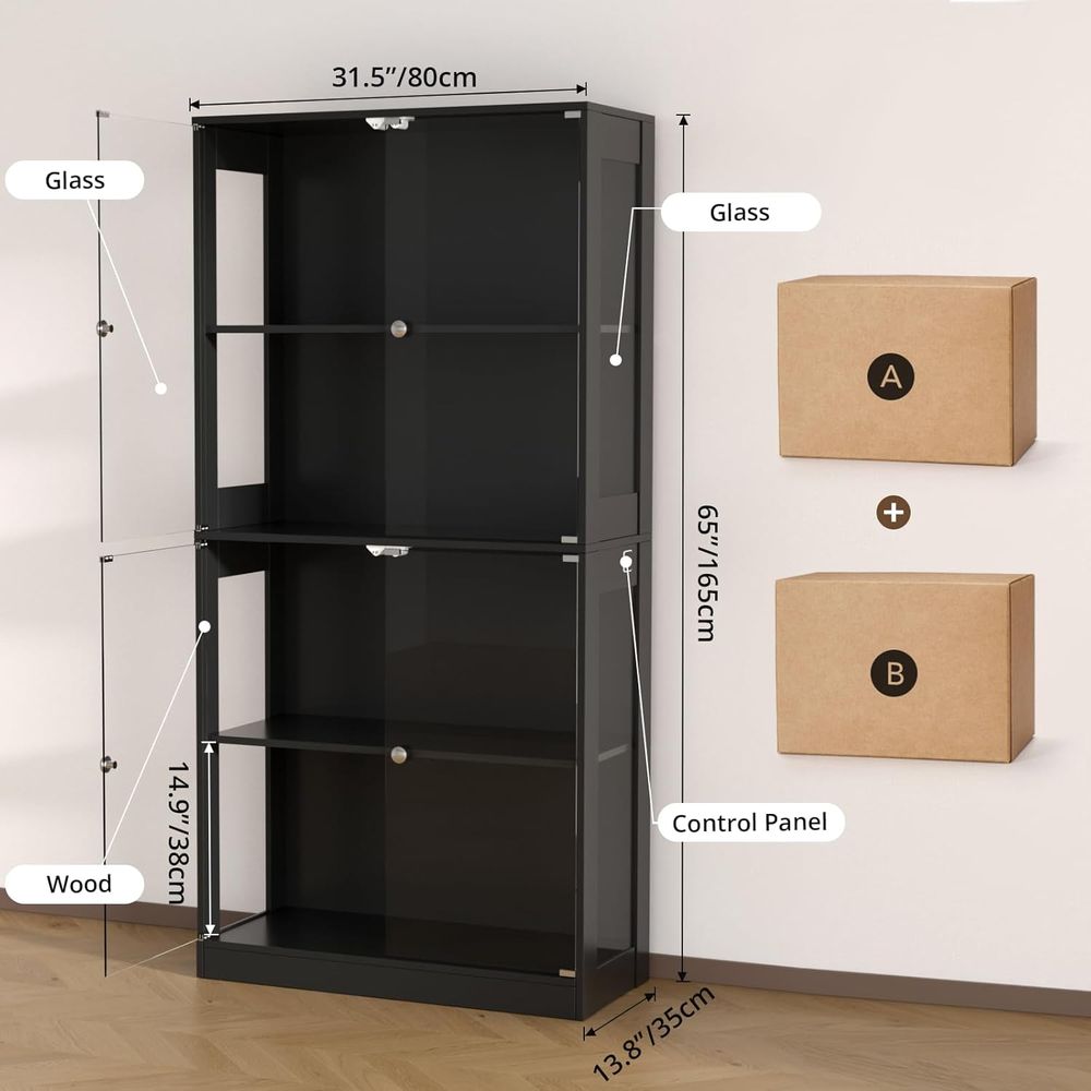 Vitrine à portes vitrées 65 po - Glass Cabinet Display avis et prix