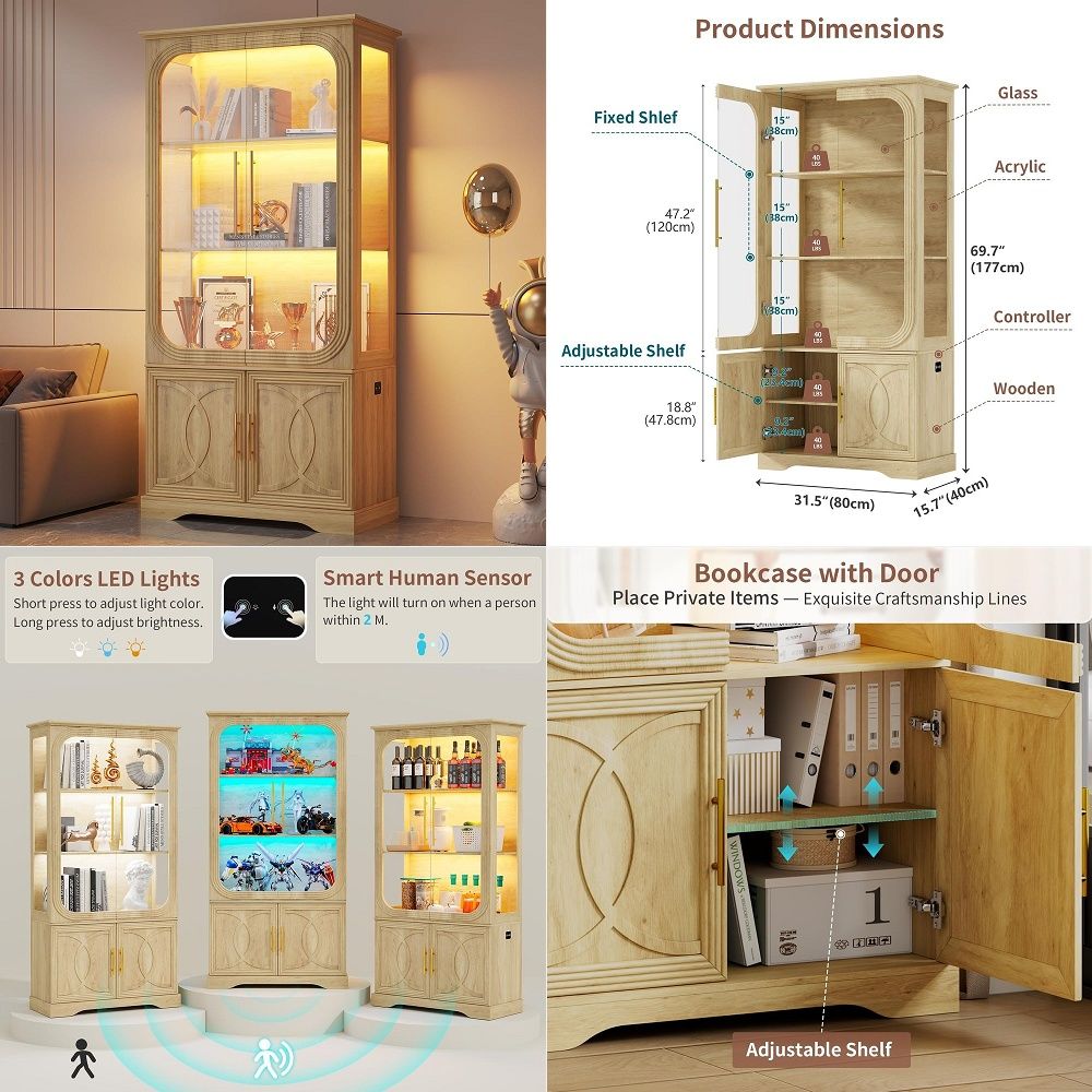 Vitrine avec portes en verre e - Glass Cabinet Display avis et prix