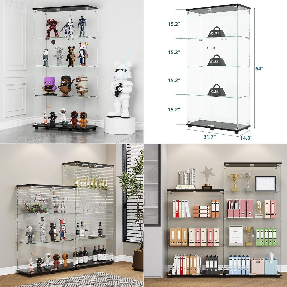 Vitrine avec 4 étagères, porte - Glass Cabinet Display avis et prix