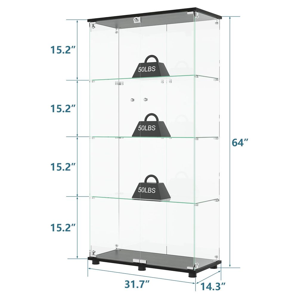 Vitrine avec 4 étagères, porte - Glass Cabinet Display avis et prix