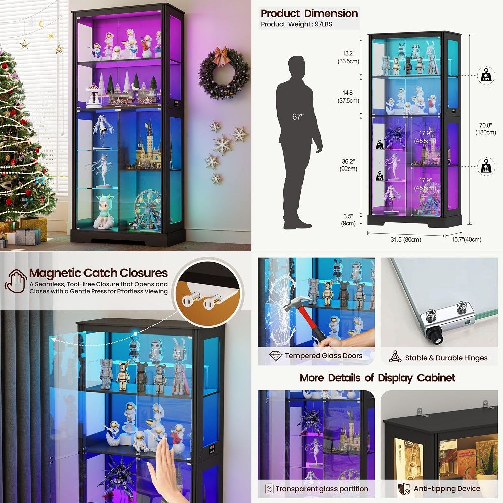 Vitrine d'angle éclairée en bo - Glass Cabinet Display avis et prix