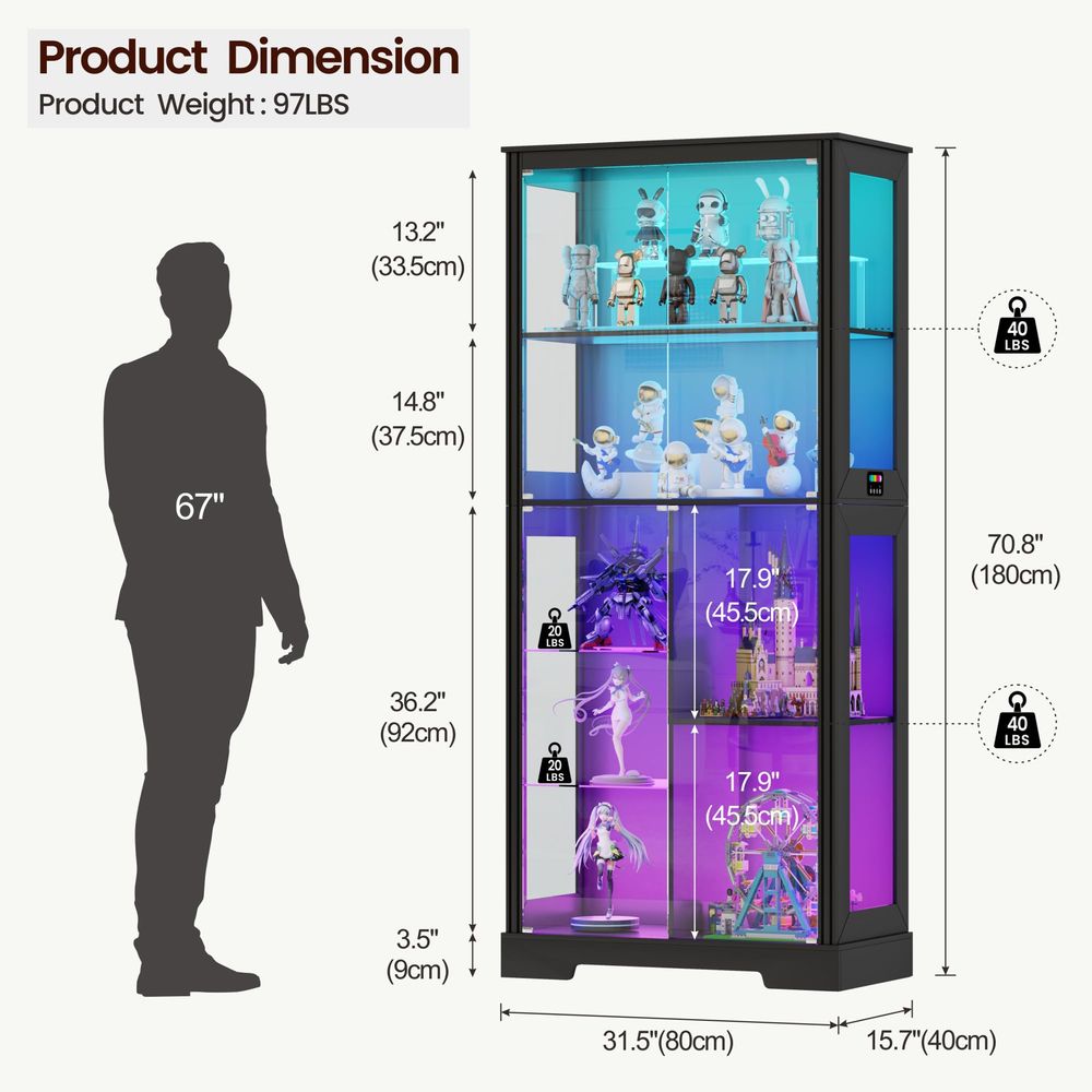 Vitrine d'angle éclairée en bo - Glass Cabinet Display avis et prix
