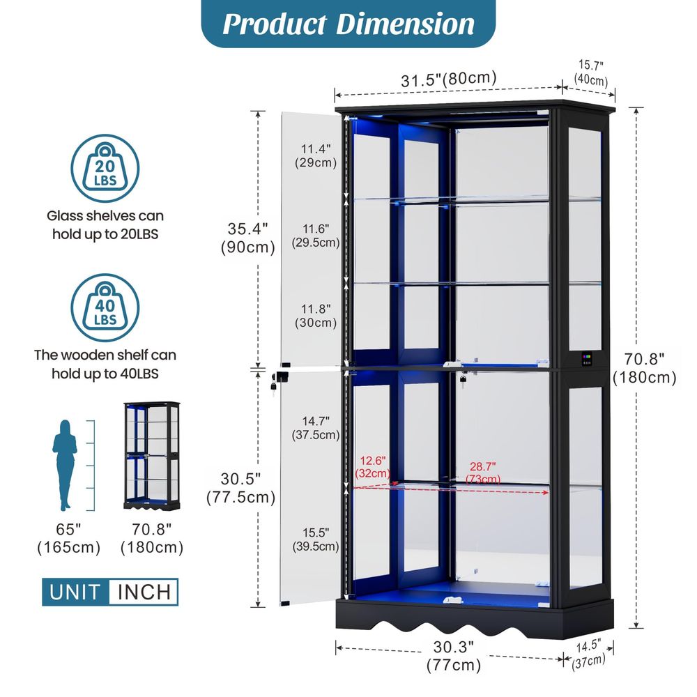 Vitrine avec portes en verre,  - Glass Cabinet Display avis et prix